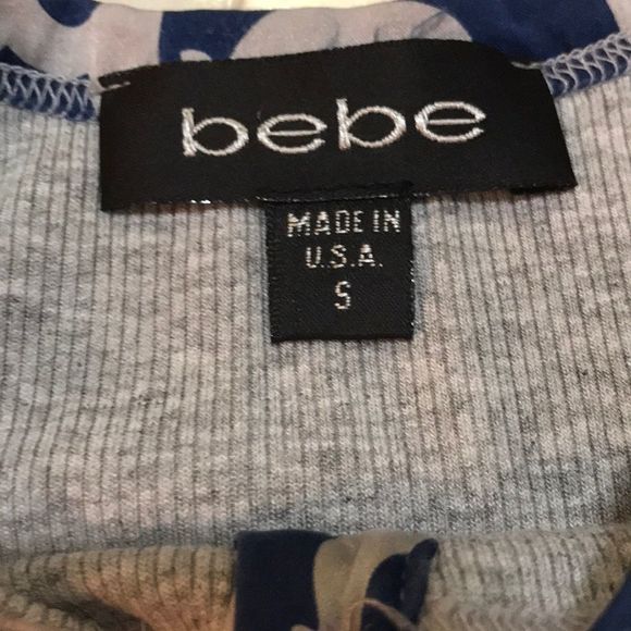 BEBE Silk Trim Heathered Gray Rhinestone Logo Tank - Picture 7 of 8